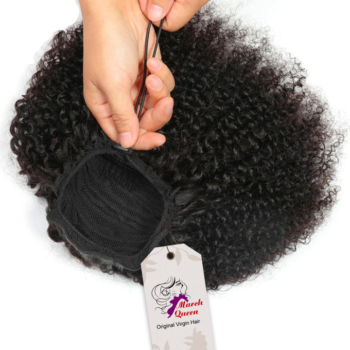 MarchQueen Drawstring Ponytail Clip In Hair Extensions,100% Virgin Human Hair Drawstring Ponytail, 100g-130g/ponytails. 10-26inch