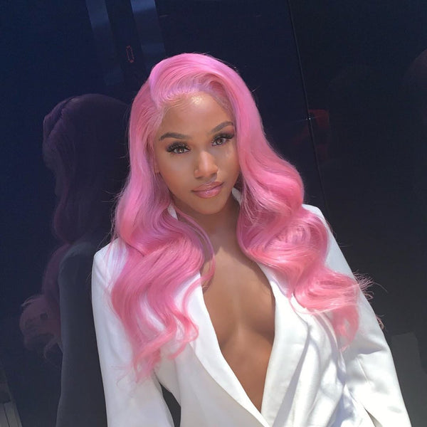 MarchQueen Pink Wigs Human Hair for Women 150% Density Quality Lace Front Huamn Hair Wigs